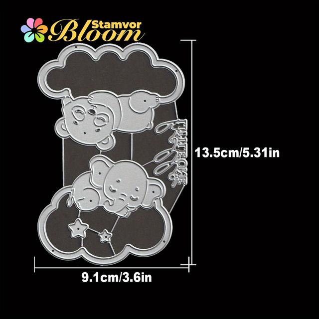 TEMU Creatures Like A Resting Panda And Elephant . Greetings, Little One! A Mold For Paper Cutting Dies, Embossing, And Crafting Decorations For Card Making And Scrapbooking Albums