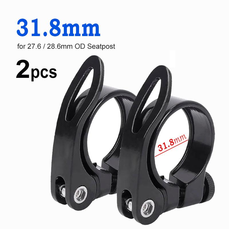 TEMU 2pcs Bicycle Quick Release Seatpost Clamp 31.8mm 34.9mm Bike Seat Tube Post Clamp Road Mtb Bike Seatpost Collar Black