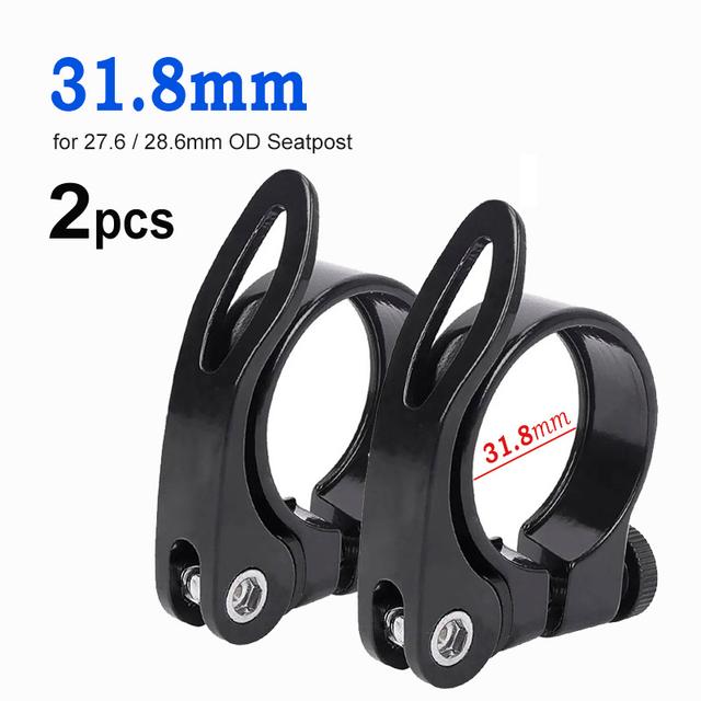 TEMU 2pcs Bicycle Quick Release Seatpost Clamp 31.8mm 34.9mm Bike Seat Tube Post Clamp Road Mtb Bike Seatpost Collar Black