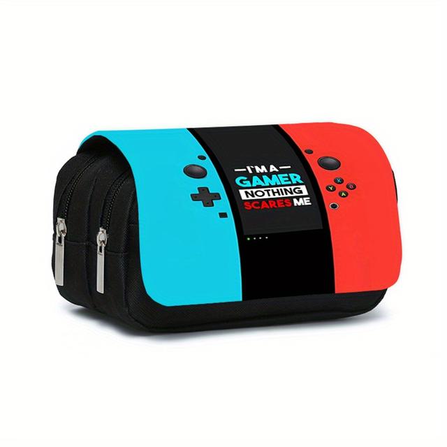 TEMU Game Console Themed Black Double-layer Flip Pen Case