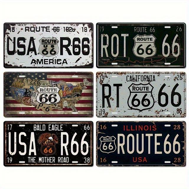 TEMU 66エクスイレトロカースプレート6個セット、レトロカーデコレーションレトロレーション、男性の洞窟ガレージバー家族に適しています