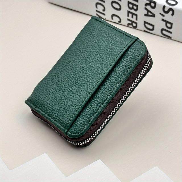 TEMU 広々としたナイロン製メンズクレジットカードウォレット - 複数のカードとコインを収納可能なデザイン、コンパクトで軽量な、安全なファスナー付き、4色展開（ブラック/ダークグリーン/ピンク/）、テクスチャード仕上げ