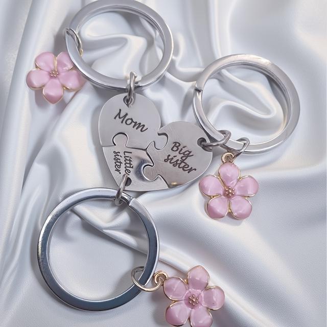 TEMU Gift For Her/him A Set Of 3 Mother's Day Gifts - "mom " Letter Flower Keychain
