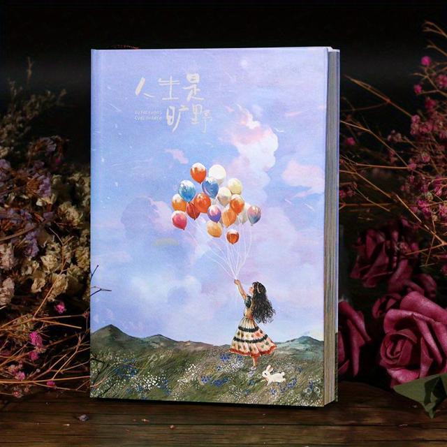 TEMU Cuaderno de " Wilderness" con 110 Páginas en Color, 18.9 x 12.8 cm, Diseño Impresionante de Paisajes con Globos y – Ideal para Diarios, Dibujo y Escritura Creativa