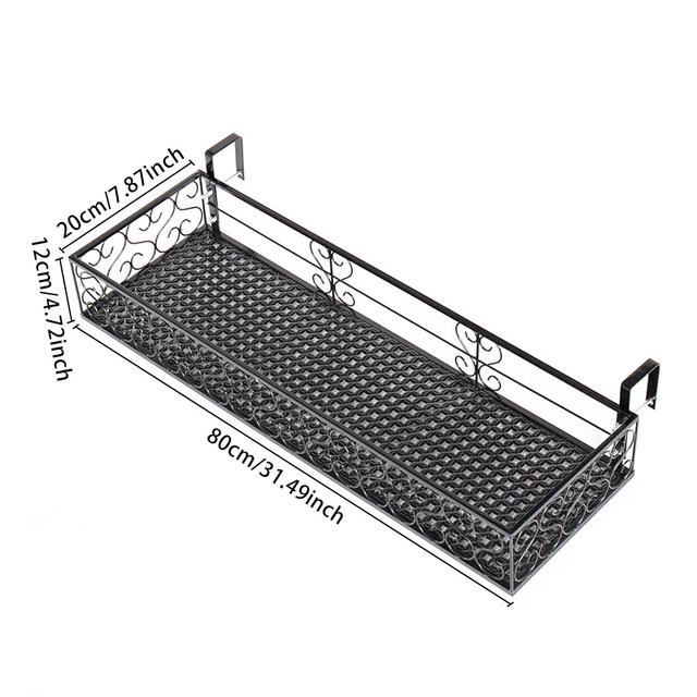 TEMU Hanging Railing Succulent Planter Flower Pot Holder Iron Art Hanging Basket Racks Iron Potted Plants Rack Over Fence Pots Stand For Balcony Porch Fence Decoration Black