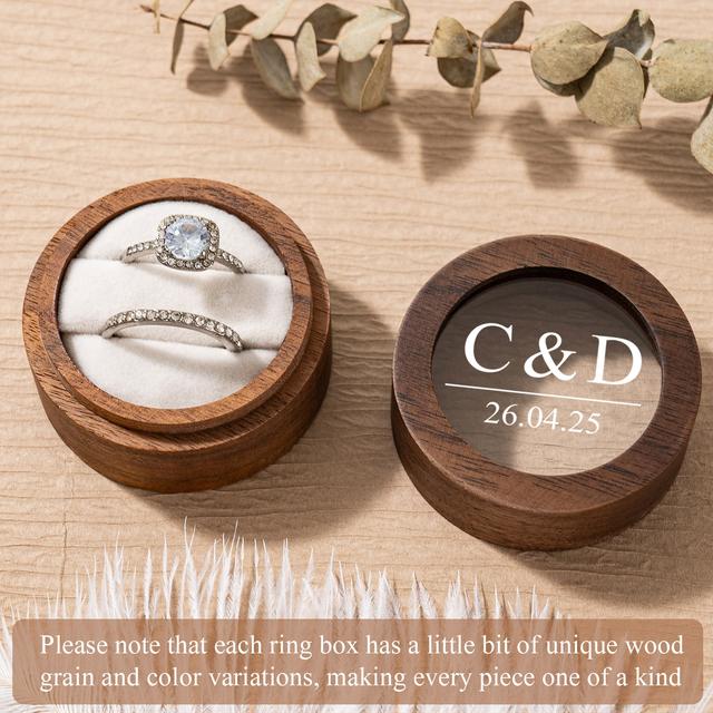 TEMU de Anillos de Madera Personalizada, Diseño de Cubierta de Acrílico Transparente, Soporte para Anillos de y , para Anillos de Boda, Regalo de San Valentín, de Joyería, Cajas para Joyas