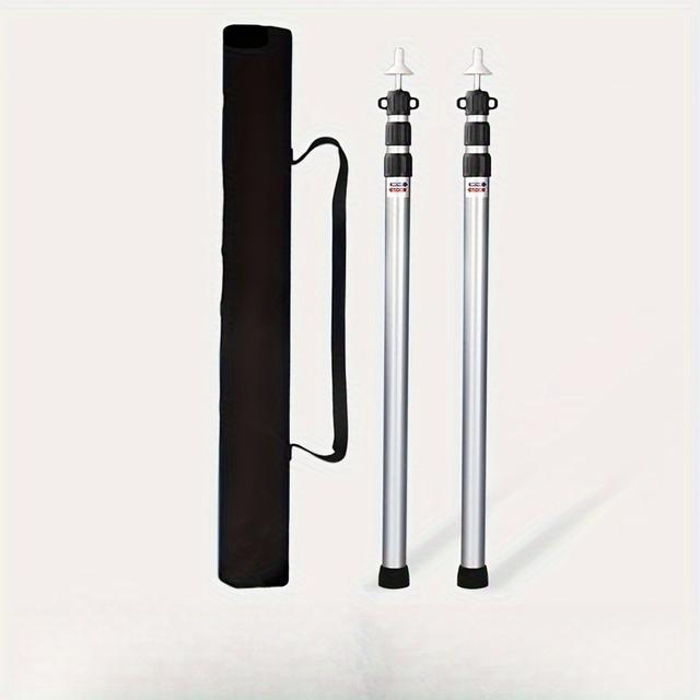 TEMU 2個セット ヘビーデューティ調節可能アルミテントポール - 3段式伸縮デザイン（90-230cm）、6061防錆軽量ポール キャンピング、ビーチ、テント＆アウトドアシェード用キャリーバッグ付き - 片手で簡単設置、キャンプ用テント、テント設営必需品、ドesign、耐久性構造