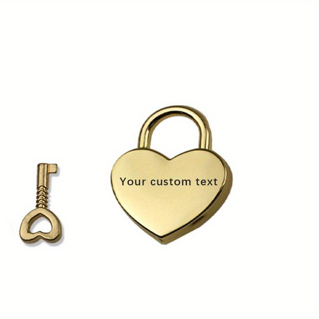 TEMU 1 szt. Personalizowany, grawerowany na zamówienie zamek w kształcie z kluczem, most miłosny, prezent na Walentynki, zamek rocznicowy, hurt
