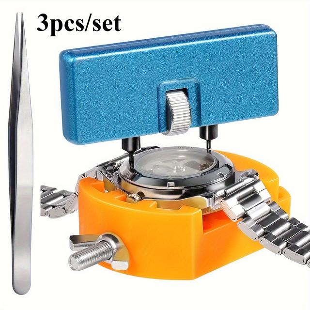 TEMU Watch Battery Replacement Kit Watch Wrench Back Remover For Rotate Open Watch Cover Watch Case Opener Set With Watch Back Remover Holder Tweezers