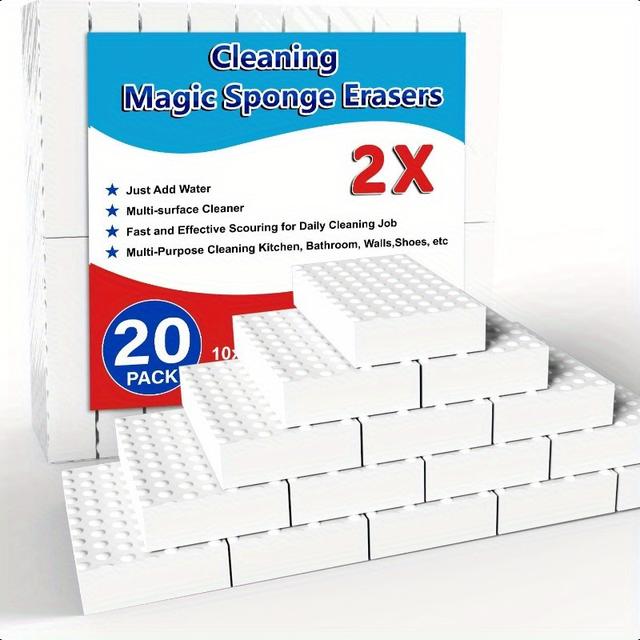 TEMU 20pcs Set Sponges Made Of High-density Methyl Cellulose Foam, Versatile Cleaning Supplies For Household Use, Suitable For Cleaning Kitchens, Bathrooms, Bathtubs, Sinks, And Walls.