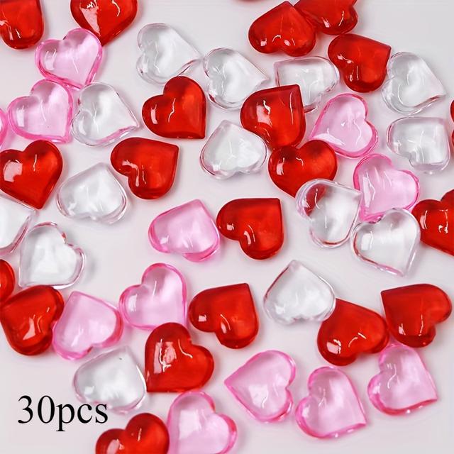 TEMU 30pcs Set, Acrylic Heart-shaped Plastic Gemstones For Valentine's Day Table Scatter Decorations, Multi-style Decorations, Vase Fillers