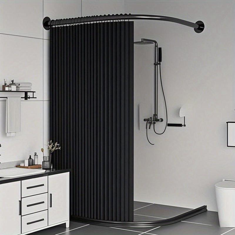 TEMU 1pc Modern Magnetic Shower Curtain Suitable For Bathroom Wet Dry , Magnetic Hooks & High-temperature Folding, Curtain With Hooks, Easy-clean For Bathtub Door Partition