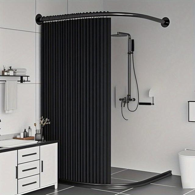 TEMU 1pc Modern Magnetic Shower Curtain Suitable For Bathroom Wet Dry , Magnetic Hooks & High-temperature Folding, Curtain With Hooks, Easy-clean For Bathtub Door Partition