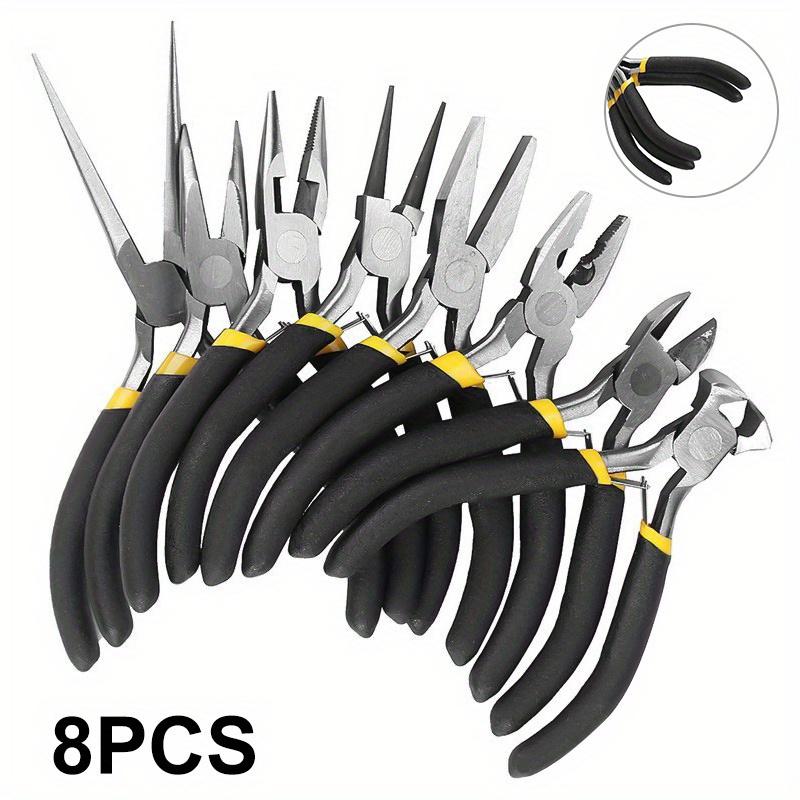 TEMU 8pcs Premium Carbon Steel Mini Jewelry Pliers Set, Round Curved Needle Nose Design For , Diy Craft Tools Kit With Durable Construction For Long-