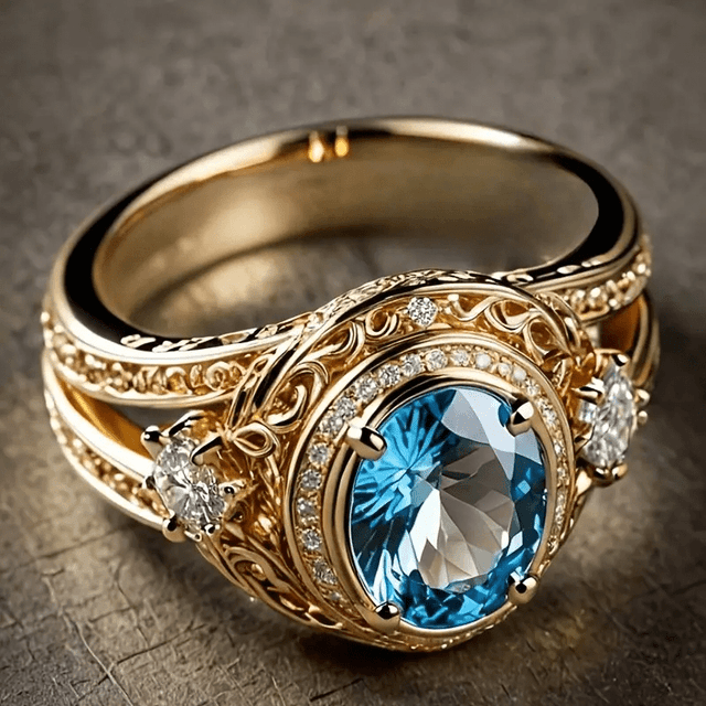 TEMU Luxurious 14k Plated Princess Round Blue Synthetic Zirconia Engagement Ring, Elegant Wedding Ring With Y Details, Suitable As A Gift For Parties, Valentine's Day, And Occasions