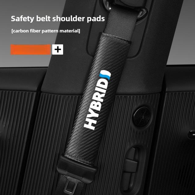 TEMU For Hybrid Car Seat Belt Protector/ Car Shoulder Strap/ Shoulder Protection Anti Pinch Protector, Pu Leather Material, Carbon Fiber Texture Design, For Car For Hybrid Models