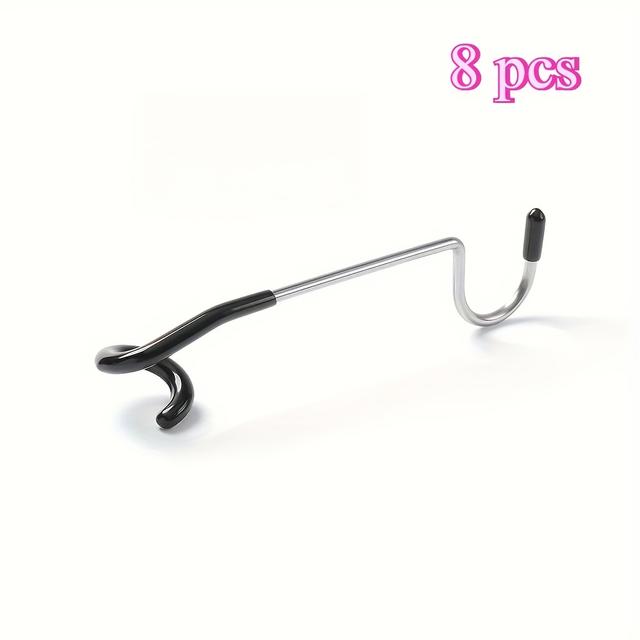 TEMU 8pcs Stainless Steel Camping Rod Hooks | Heavy Duty Matte Multi-functional Outdoor Hooks For Camping Gear, Lanterns, Bags - Durable And Portable Design For Tent, Rv, Hiking Essentials