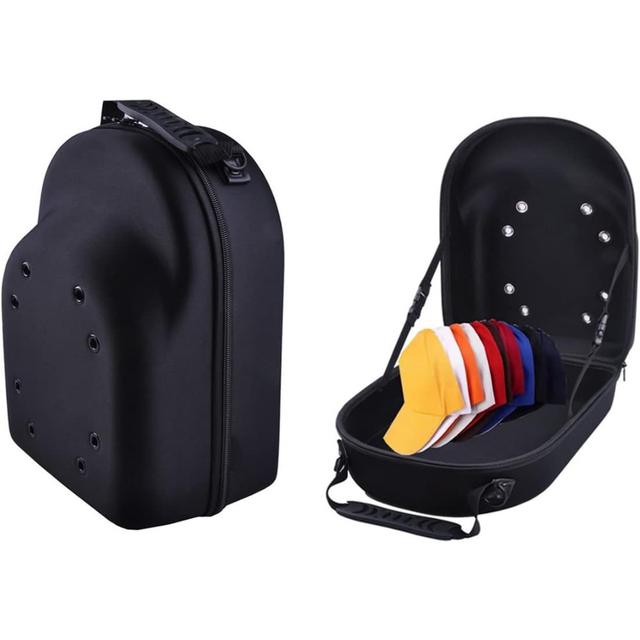 TEMU Men' Baseball Travel Case With Shoulder Strap & Handles - Multi-compartment Durable Fabric Hat Organizer For Sports Gear, Fits Various Types, Portable Storage Box