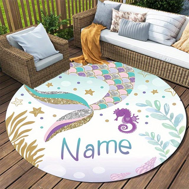 TEMU Customizable Tail Round Rug Backing, Polyester Fiber Chair Mat For And Decor, For , Bedroom, Bathroom, And - Birthday And Christmas Gift