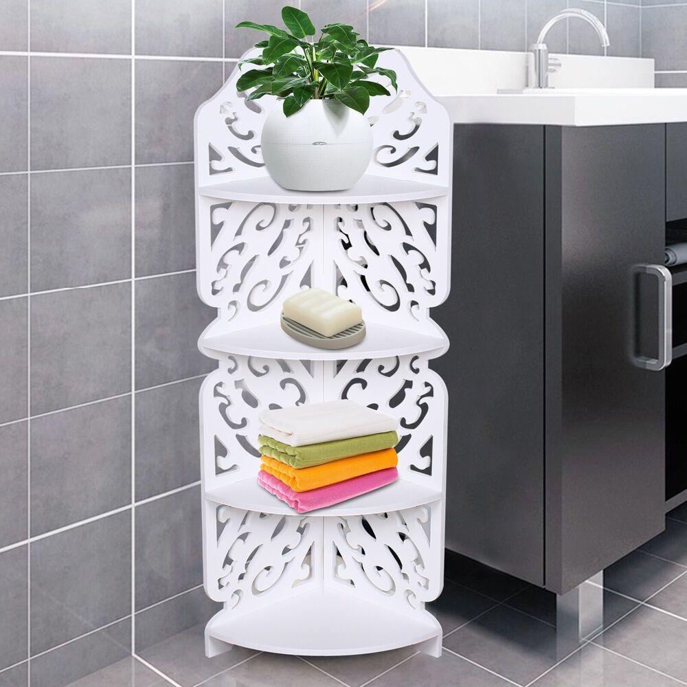 TEMU Étagère d'angle 4 niveaux CNCEST - Étagère de cuisine, étagère de salle de bain blanche, pour salon