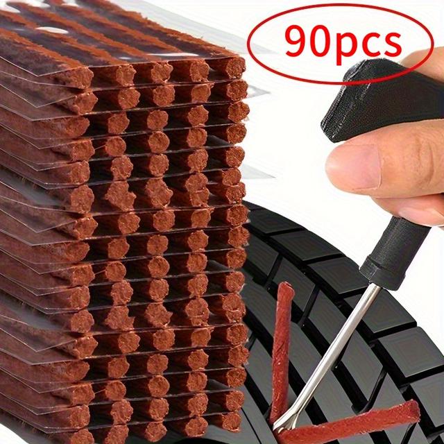 TEMU 90pcs Car Tire Repair Tools Car Tire Puncture Repair Motorcycle Seal Rubber Strip Kit Garage Car Accessories