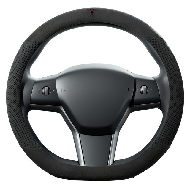 TEMU Capa de Volante COFIT para Tesla Model 3/Y, Design com Logo, Antiderrapante, Acessório para Interior de Carro