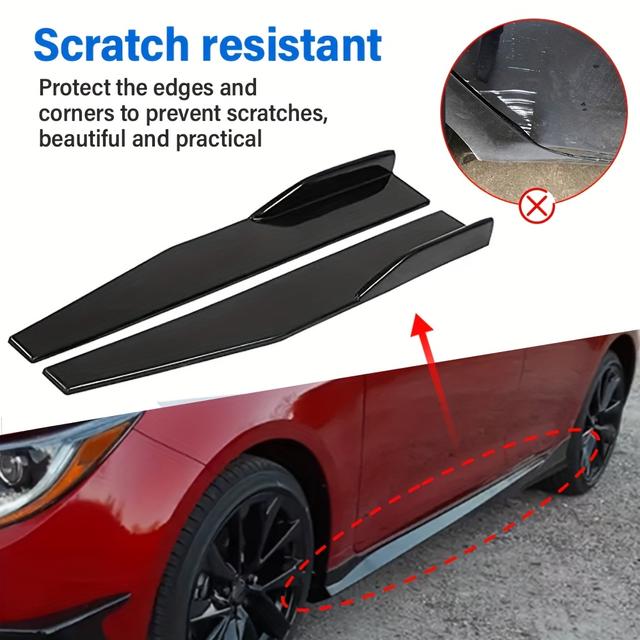 TEMU Universal Car Side Skirt Pair, Easy-to-install Screw-mounted Abs Material With Scratch Protection For Bumper And Body Trim – Exterior Auto Accessories