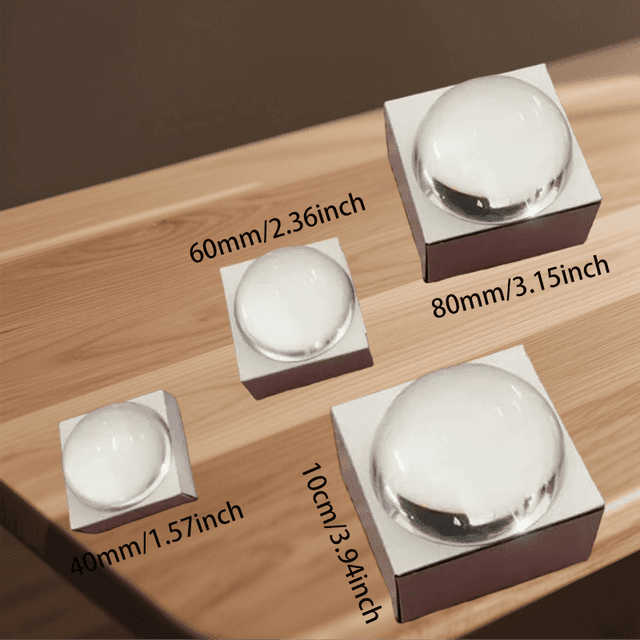 TEMU Transparent Crystal Glass Ball, Semi-circular Paperweight With Magnifying Effect, Desktop Decorative