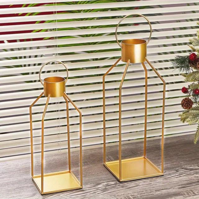 TEMU A Set Of 2 -style Iron Candle Holders, Lanterns For Christmas, Metal Iron Art Candle Holders, European Vintage Candle Holder Decorations.