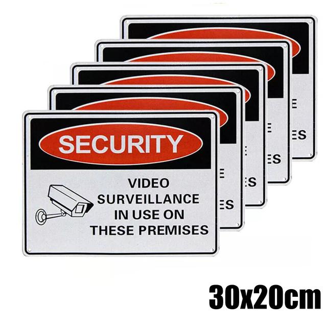 TEMU 3-pack Durable Warning Signs, 30x20cm, Video Surveillance In Use Alert, Property Safety Caution Signs For Indoor/outdoor Use