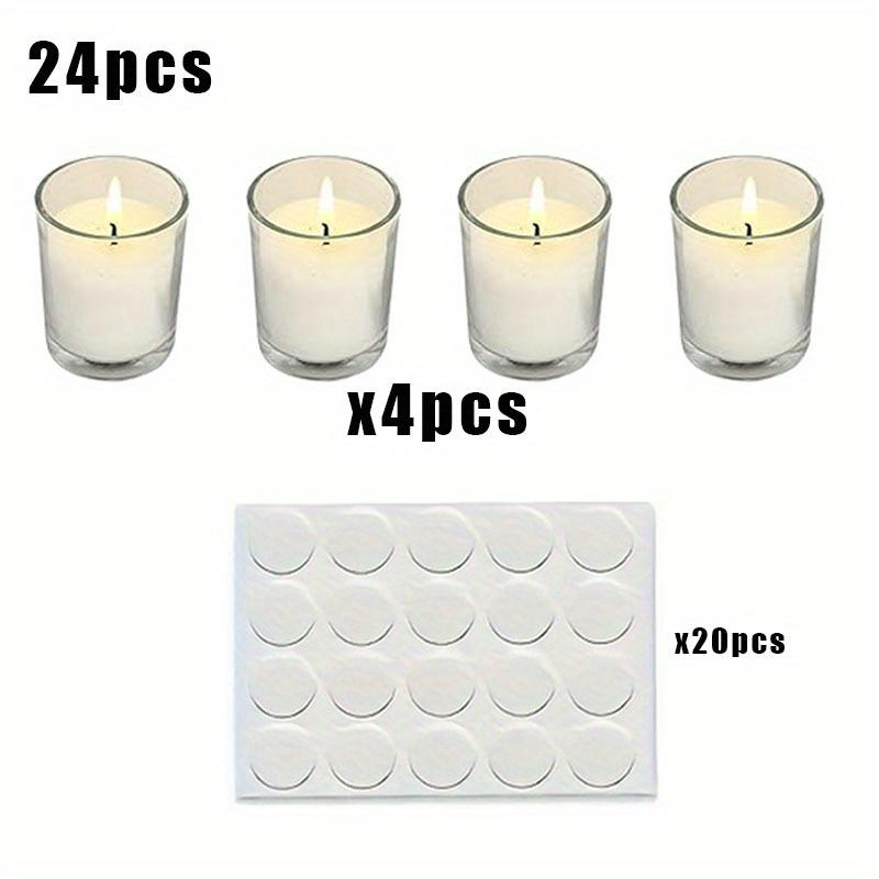TEMU 4pcs Unscented Wishing Candle Set With 20 Adhesive Stickers, Bulk Glass , Suitable For Gift , Spa, Weddings, Birthdays, Holidays, Parties, Candle Sets