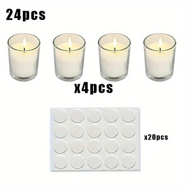 TEMU 4pcs Unscented Wishing Candle Set With 20 Adhesive Stickers, Bulk Glass , Suitable For Gift , Spa, Weddings, Birthdays, Holidays, Parties, Candle Sets