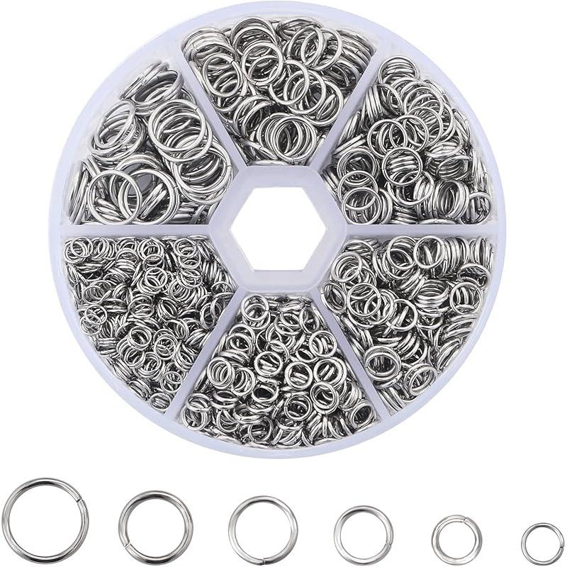 TEMU 900pcs 304 Stainless Steel Jump Rings, 4/5/6/7/8/10mm Open Jump Rings For Jewelry Making, Silvery O Rings For Bracelets Earrings Necklaces Links Connector