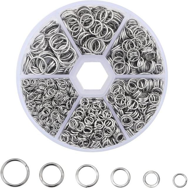 TEMU 900pcs 304 Stainless Steel Jump Rings, 4/5/6/7/8/10mm Open Jump Rings For Jewelry Making, Silvery O Rings For Bracelets Earrings Necklaces Links Connector