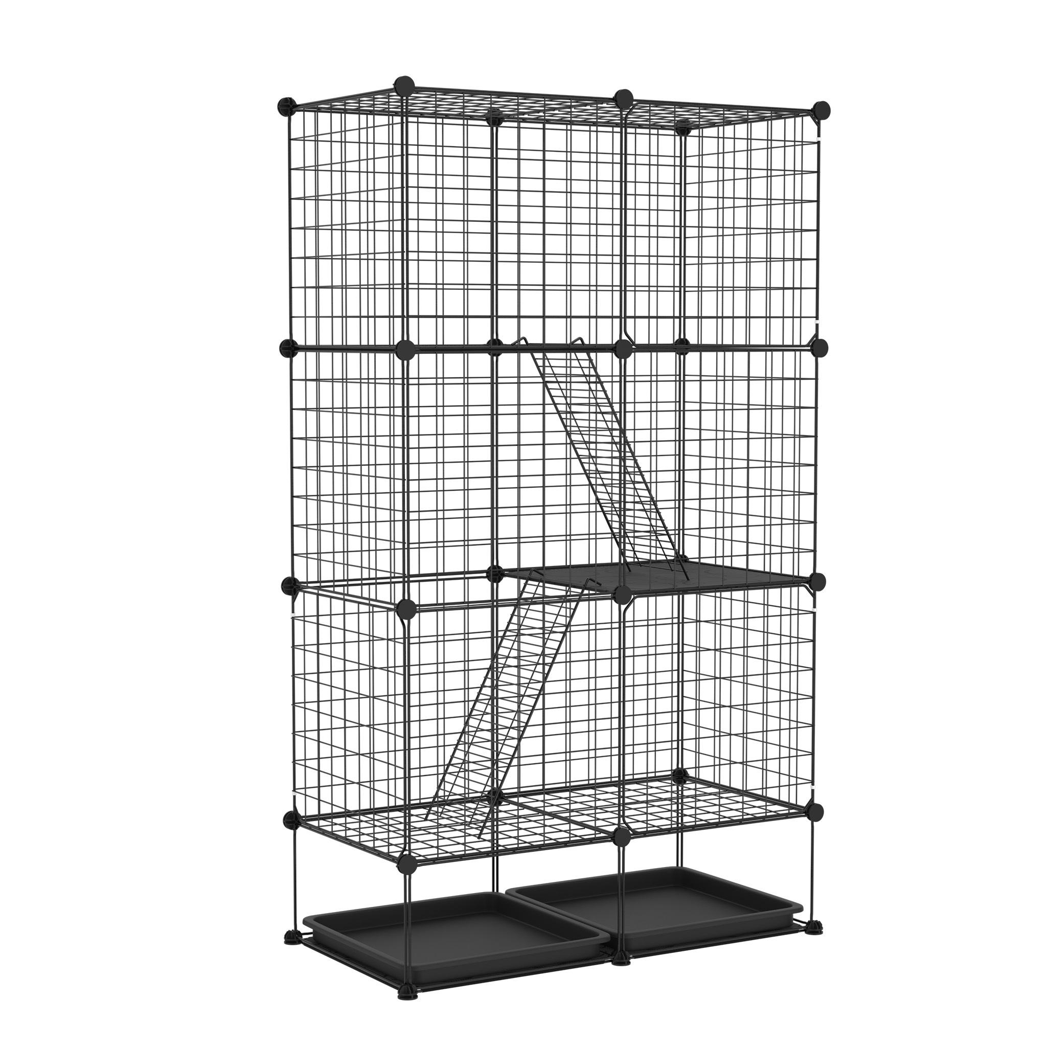 TEMU Outdoor Cat Cage Diy Cat Playpen Enclosure With Dense Metal Wire Ladder For 1-2 Small Animals