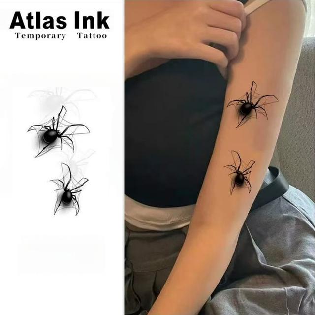 TEMU 3D Fekete Pók Széria Tetováló Matricák: Felfedezd a Háló Titkát, Egyszerűen Nyomd Le és Ragaszd, és Akár 15 Napig Is Tartanak. Halloween