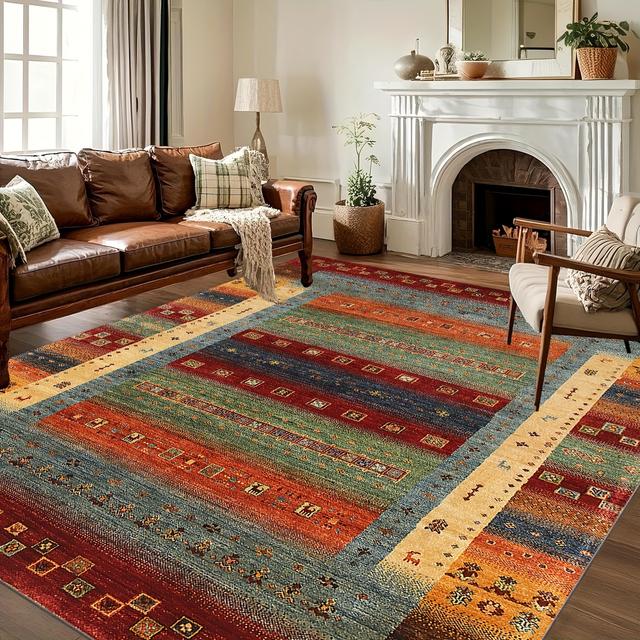 TEMU Luxury Large Bohemian Floral - Suitable For Bedroom, Jumbo Size With Non-slip Rubber Backing, Machine Washable Soft Boho (boeian Flower Pattern)