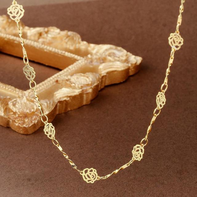 TEMU Elegant Rose Flower Necklace - Minimalist Chain Pendant Suitable For Vacation, Wedding, Anniversary Gift, Wear, Rose For Daily & Special Occasions ( Included)