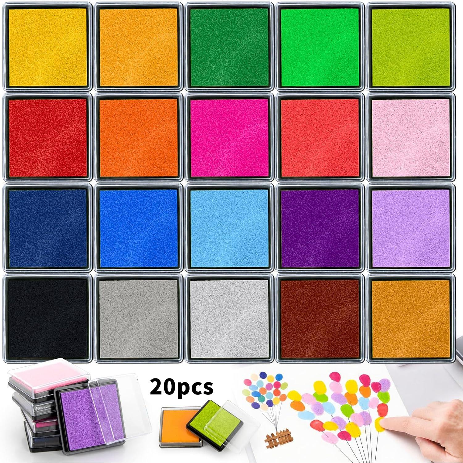 TEMU 10/20pcs Of Stamp Ink Cartridges - 20 Color Stamp Pads, Washable Ink Pads, Colorful Stamp Cartridges For Crafts, Scrapbooking, Paper, Fabric Card Making