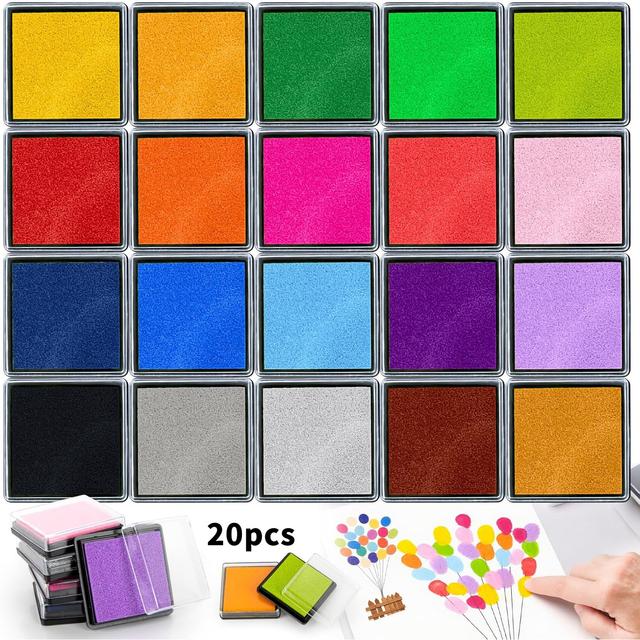 TEMU 10/20pcs Of Stamp Ink Cartridges - 20 Color Stamp Pads, Washable Ink Pads, Colorful Stamp Cartridges For Crafts, Scrapbooking, Paper, Fabric Card Making