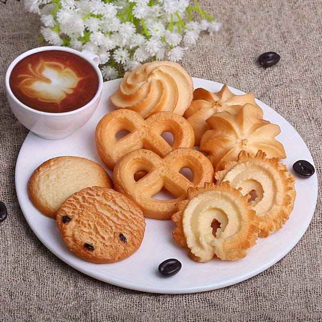 TEMU 6pcs Set Of New Large-sized Realistic Cookie Diy Resin Accessories, Realistic Cookie Decorations- Various Styles| High-quality Plastic Fake Cookies| Non-consumable And Safe For Decoration