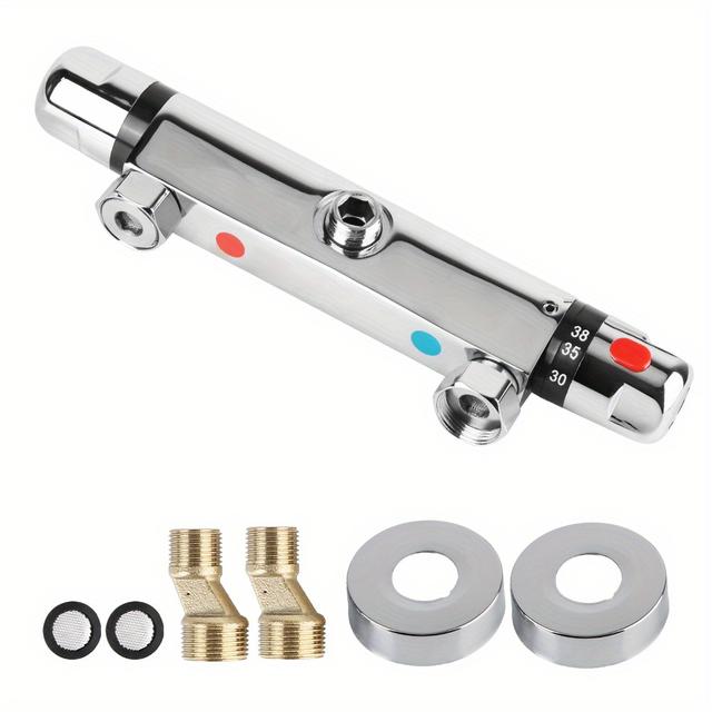 TEMU Thermostatic Shower Faucet For Bathtubs, Featuring Hot And Cold Water Mixing Capabilities, Ideal For Bathroom Use
