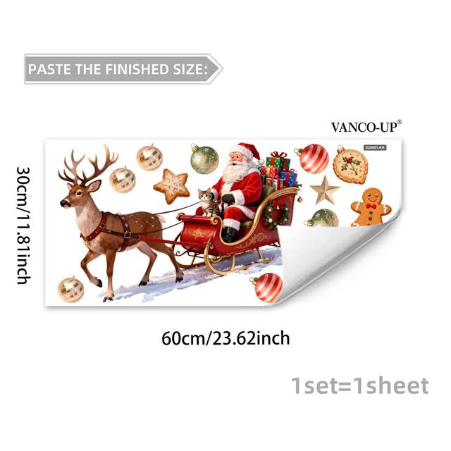 TEMU *60cm Christmas-themed Window Sticker Featuring Santa Claus, Reindeer, Kittens, Balloons, And Stars For Home Decoration, D20681