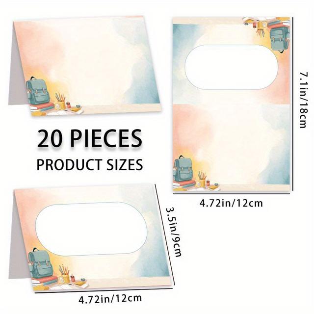TEMU 20pcs Back To School Desk Cards With Pencils, Erasers & School Bags Design - Welcome Back Name Tags For Teachers, Students, Classroom Decor, And , Classroom Decorations