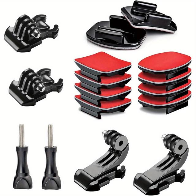 TEMU Zakřivené a ploché držáky s lepicí páskou pro připevnění , kompatibilní s modely GoPro Hero 13 až 4 a DJI Action kamerami.
