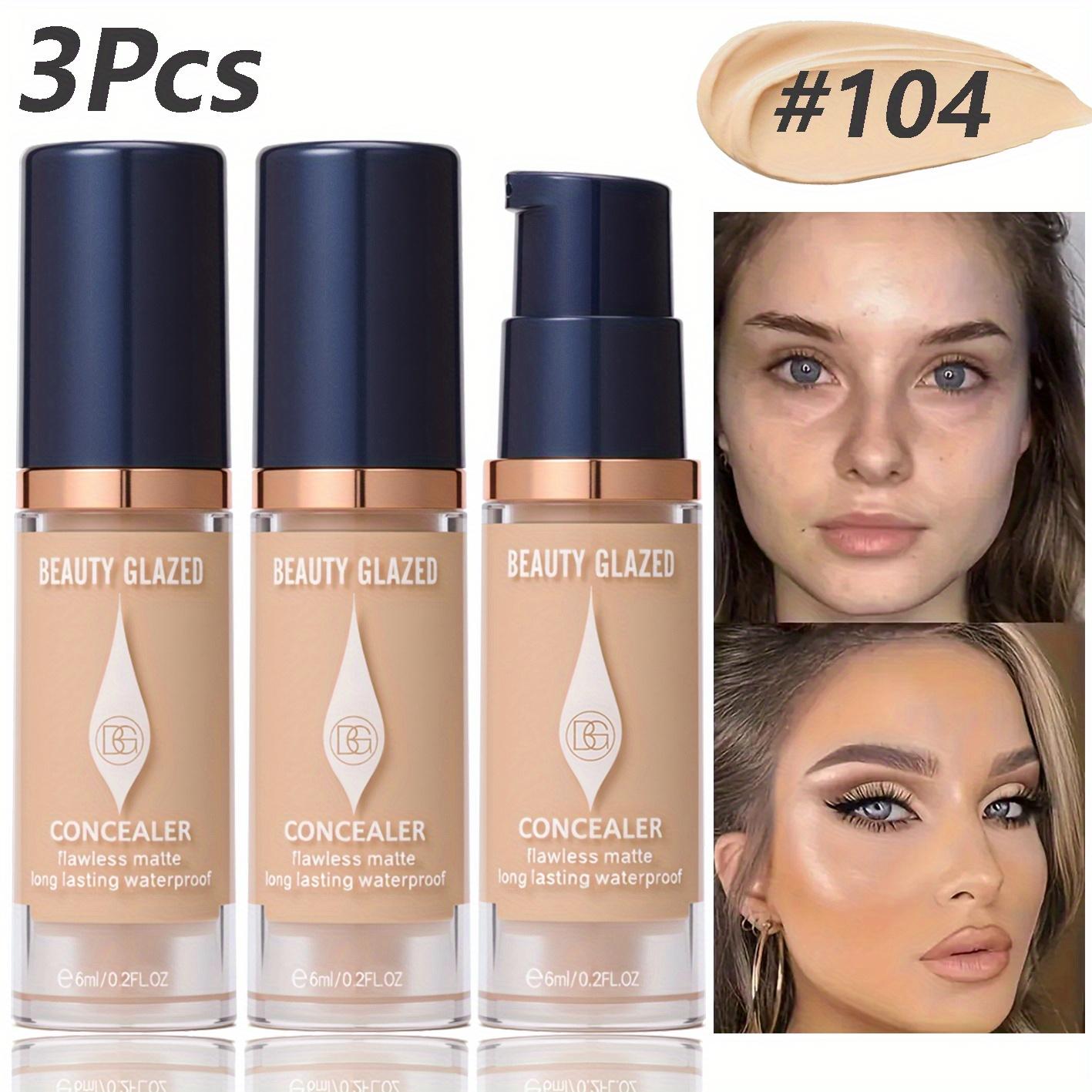 TEMU 3 قطع/مجموعة كونسيلر كامل التغطية، طويل الأمد مقاوم للماء، مظهر مطفي، يغطي البقع الداكنة والوشم، خيارات ألوان متعددة، حجم محمول