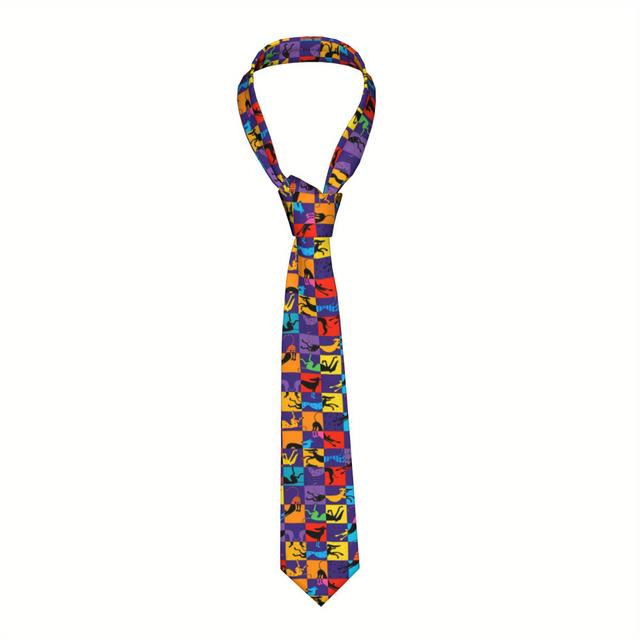 TEMU Biihudu Men's Cool & Dog Print Tie - Vibrant Cartoon , Elegant For Casual & Formal Occasions, Stylish Accessory|cartoon Dog Pattern|silky Texture