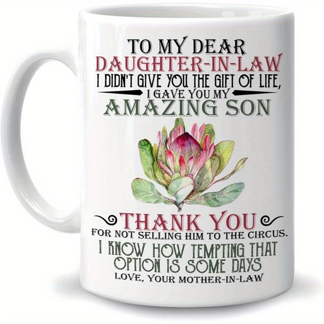 TEMU 1pc To My -in-law I Gave You Son Lion 11oz White Ceramic Coffee Tea Mug, Gifts For Women Girls Daughter-in-law From Mom Mother-in-law On Birthday Wedding Engagement