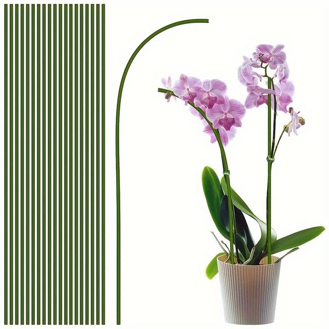 TEMU 10pcs 15.7-inch Green Plant Support Stakes For Gardening Diy, Suitable For Indoor/outdoor Plants, Potted Flowers, Orchids, Peonies, Roses, Garden Vines, Plant Shaping And Fixing