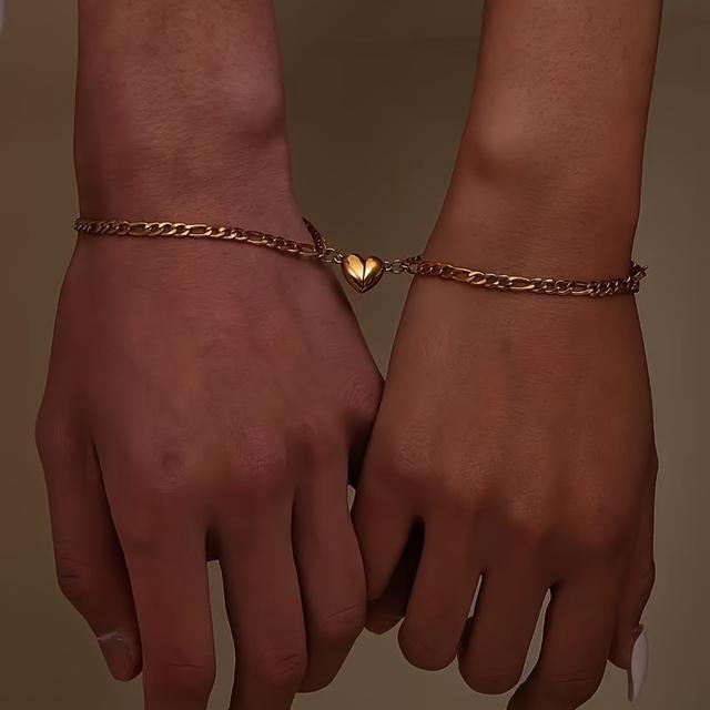 TEMU Elegant 2pcs Stainless Steel Bracelet Set For Women - & Gifting